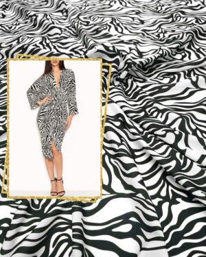 Black and white zebra crepe satin fabric #50620