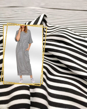 White and black stripes poplin fabric #99820