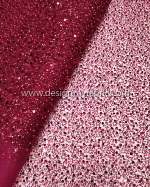 Burgundy pearls and sequined lace fabric #50261