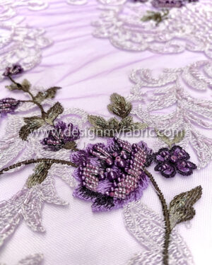 Purple pearls lace fabric #20445