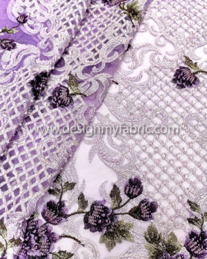 Purple pearls lace fabric #20445