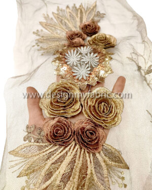 Gold and brown floral applique #81014