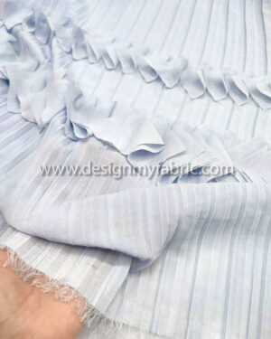 Babyblue pleated with leaves fabric #91429