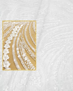White bridal lace with pearls and beads #50811
