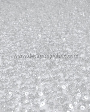 Grey sequined and seed beads lace fabric #50726
