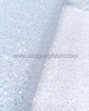 Baby blue pearls and sequined lace fabric #50777