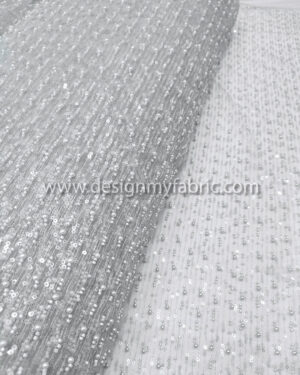 Grey pearls and sequined lace fabric #50730