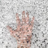 Silver sequined and white lace fabric #50729 - Image 3