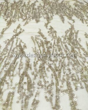 Light olive color sequined lace fabric #50722