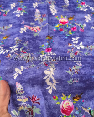 Purple flower linen fabric #50852