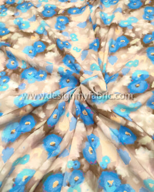 Blue floral poplin fabric #50877
