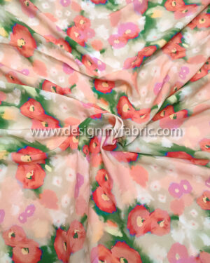 Apricot floral poplin fabric #50878