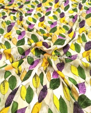 Green and yellow leaves poplin fabric #50873