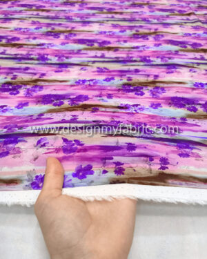 Purple floral poplin fabric #50871