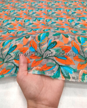 Orange leaves poplin fabric #50868