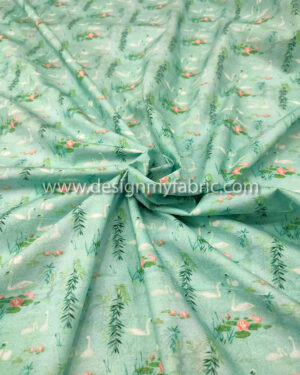 Mint swan linen fabric #50705