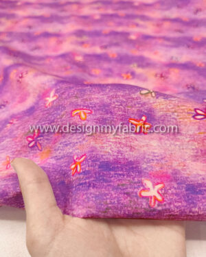 Purple flower linen fabric #50706