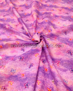 Purple flower poplin fabric #50706
