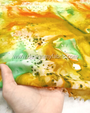 Mustard and green poplin fabric #50866