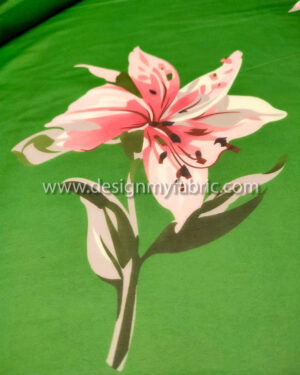 Pink flower and green chiffon fabric #50764