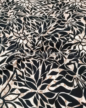 Black and brown leaves poplin fabric #50867