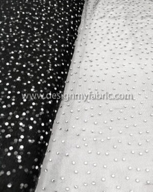 White rhinestones and black lace fabric #50725
