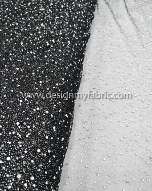 Black lace fabric with rhinestone and glitter #50821