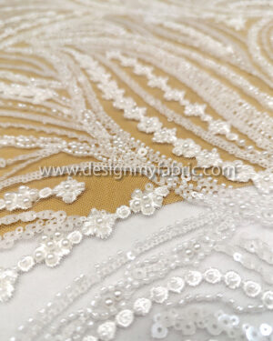 White bridal lace with pearls and beads #50811
