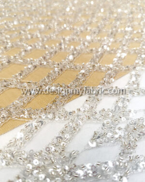 Off white bridal lace with pearls and beads #50803