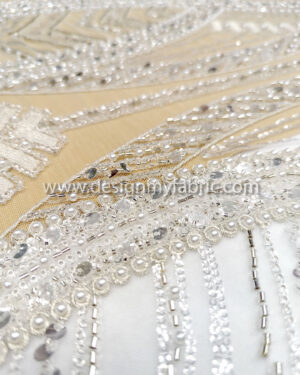 Off white bridal lace with pearls and beads #50807