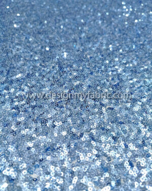 Light blue sequined lace fabric #20583