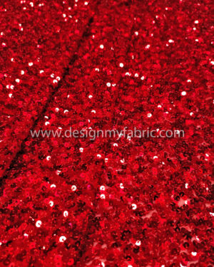 Red sequined lace fabric #50349