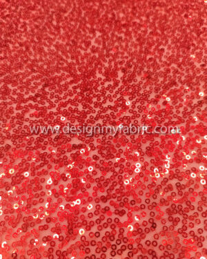 Red sequined lace fabric #82129