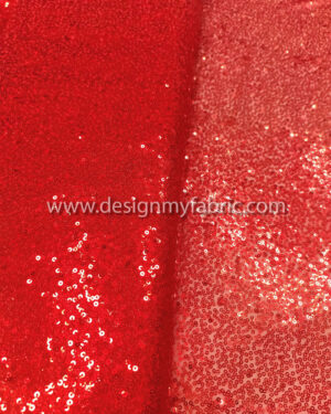 Red sequined lace fabric #82129