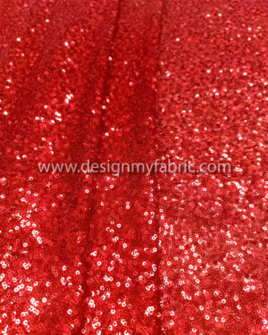 Red sequined lace fabric #20713