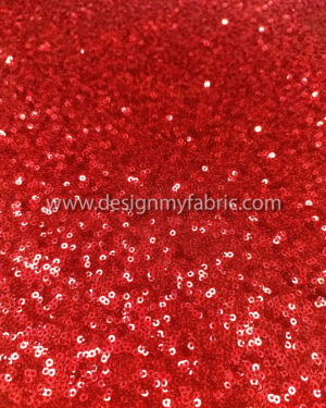 Red sequined lace fabric #20713