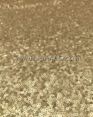Gold matte sequined and beige lace fabric #30000