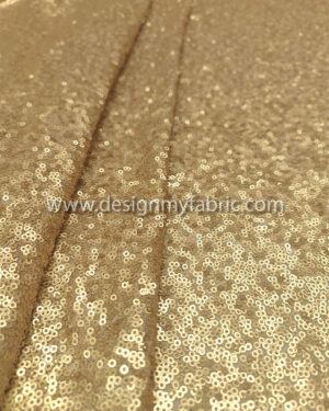 Gold matte sequined and beige lace fabric #30000