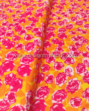 Magenta roses satin fabric #50284