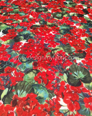 Red flowers chiffon fabric #50032