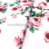 Red roses and butterfly satin fabric #50011