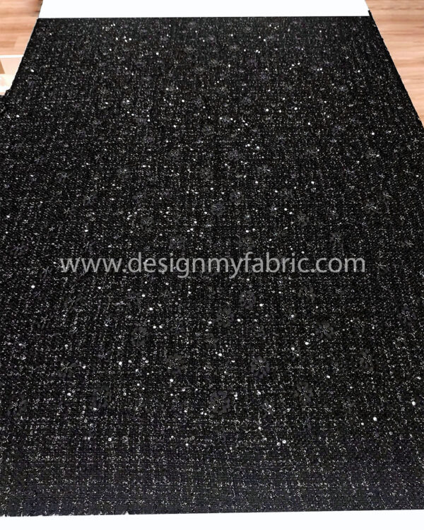 3d flower black tweed fabric #50194 - Image 7