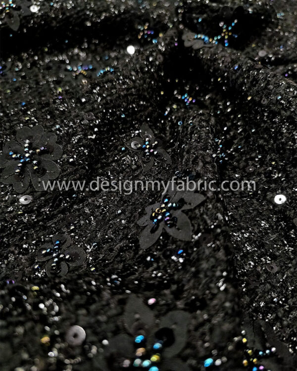 3d flower black tweed fabric #50194 - Image 6