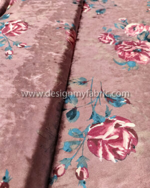 Dusty pink velvet floral fabric #91835