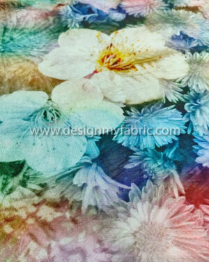 Colourful velvet floral fabric #80042