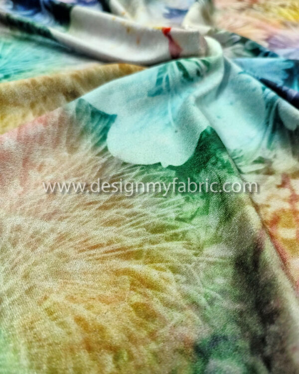 Colourful velvet floral fabric #80042 - Image 4