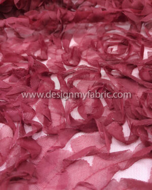 3D light burgundy flower fabric #80256