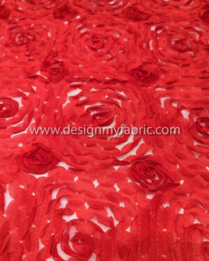 3D red flower fabric  #80277