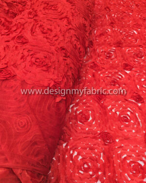 3D red flower fabric  #80277