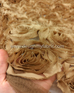 3D light brown flower fabric #80265